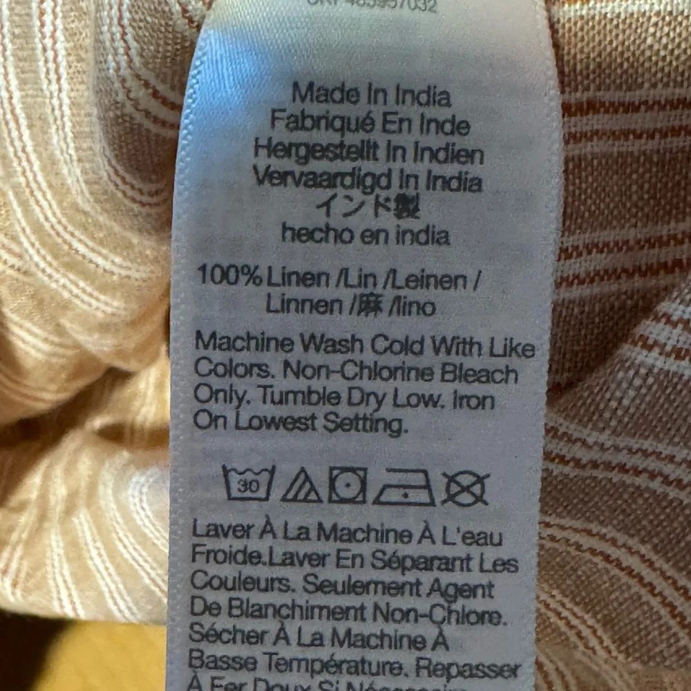 Madewell Beige & White Striped 100% Linen Open Tie Back Tank Top Size 14 - Picture 9 of 9